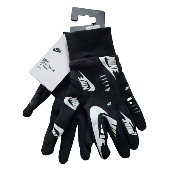 Nike Club Fleece Gloves Men's Medium All Over Print Black/White - Picture 2 of 3